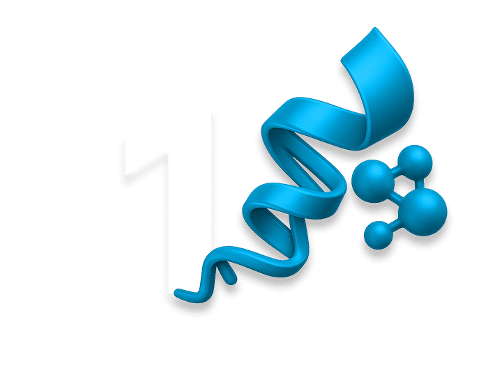 Stylized peptide ribbon symbolizing predictive peptide design